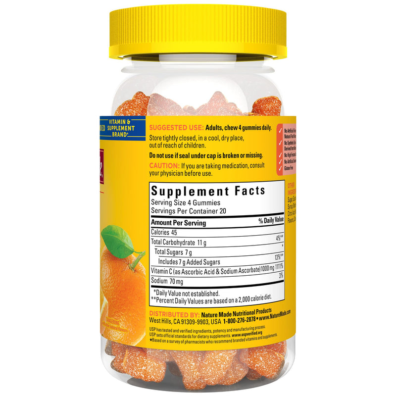 Nature Made Maximum Strength Dosage Vitamin C 1000mg per Serving, Immune Support Vitamin C Gummies for Adults, 80 Vitamin C Gummies, 20 Day Supply - BeesActive Australia