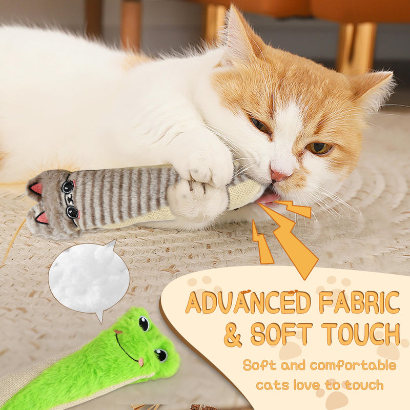 Cat Kicker Toy for Indoor Cats,Catnip Toys Natural Sisal Kicker Toy, Interactive Cat Chew Toys for All Breed Sizes, 2 Pcs Cat Scratcher Toy with Crinkle Paper Inside for Cats Kitten - BeesActive Australia