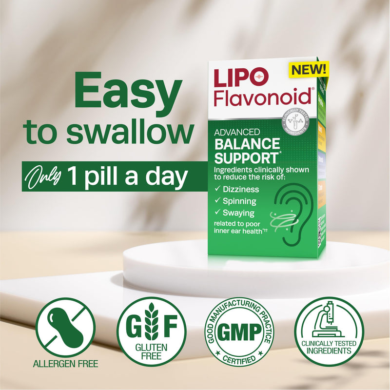 Lipo-Flavonoid Balance Support Supplement - Inner Ear Health & Vertigo Relief with Ginkgo Biloba, Bioflavonoids, & B Vitamins - Reduces Dizziness, Spinning, & Swaying - 30-Count Unflavored 30 Count (Pack of 1) - BeesActive Australia