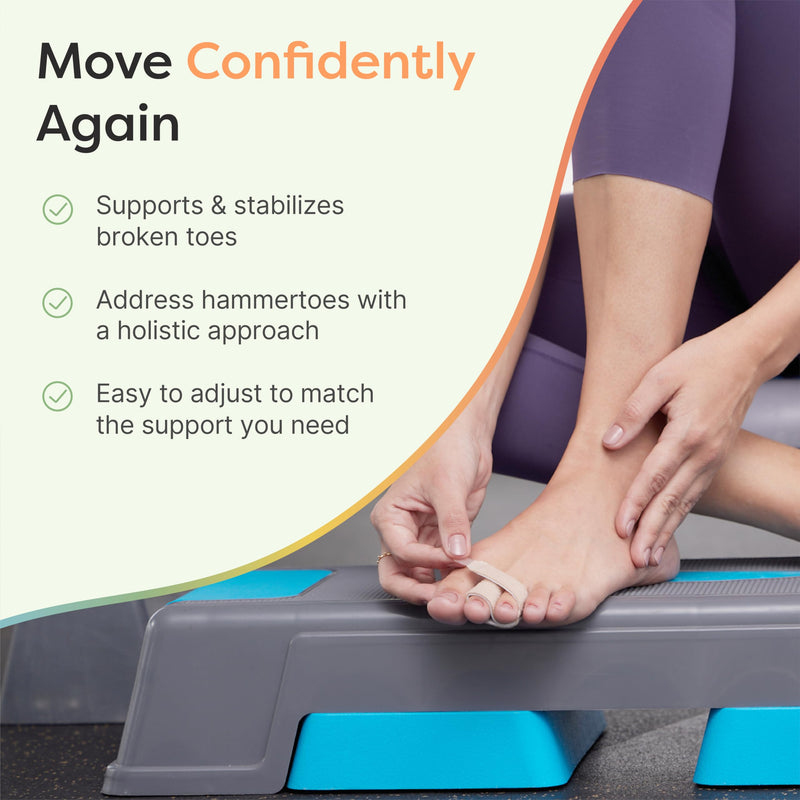 ZenToes Hammer Toe Corrector for Women & Men - Reusable Fabric Buddy Wraps for Broken Toes - Cushioned Toe Splint for Protection & Recovery & Hammertoe Straightener - 4 Count (OSFM, Firm Beige) OSFM (4 Count) Firm Support Beige