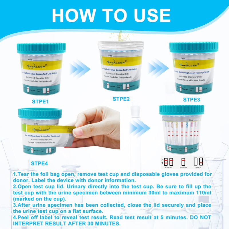 12 Panel Multi-Drug Urine Test Kit, Compact Cup for Home Rapid Test (MTD, MDMA, THC, BUP, BAR, BZO, MTD, AMP, MOR, OXY, COC, MET), 99% Accurate Results in 5 Minutes, 6PACK