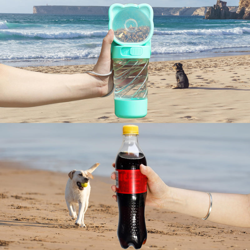 3 in 1 Pet Water Bottle, Outdoor Portable Dog Water Bottle with Food Container Garbage Bags Dispenser, for Cat Puppy Pets Stuff Essentials Accessories, for Walking Hiking Travel (White) White - BeesActive Australia