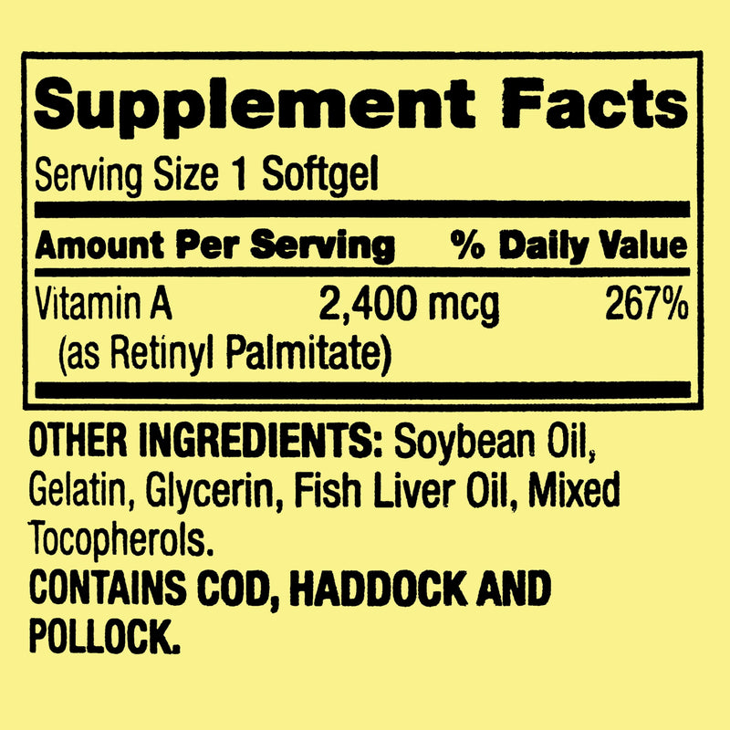 Spring Valley, Vitamin A Softgels, 2400 mcg, 250 Count + Portable Pill Container (2 Items) - BeesActive Australia
