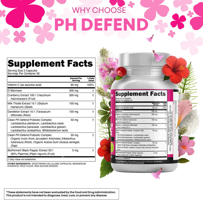 Clean Nutraceuticals Vaginal Probiotics for Women + Prebiotics 20 Billion Cranberry Pills w D-Mannose 500 mg for Urinary Tract Health pH Balance - for Vaginal Health Supplements Pills - 2Pack 2