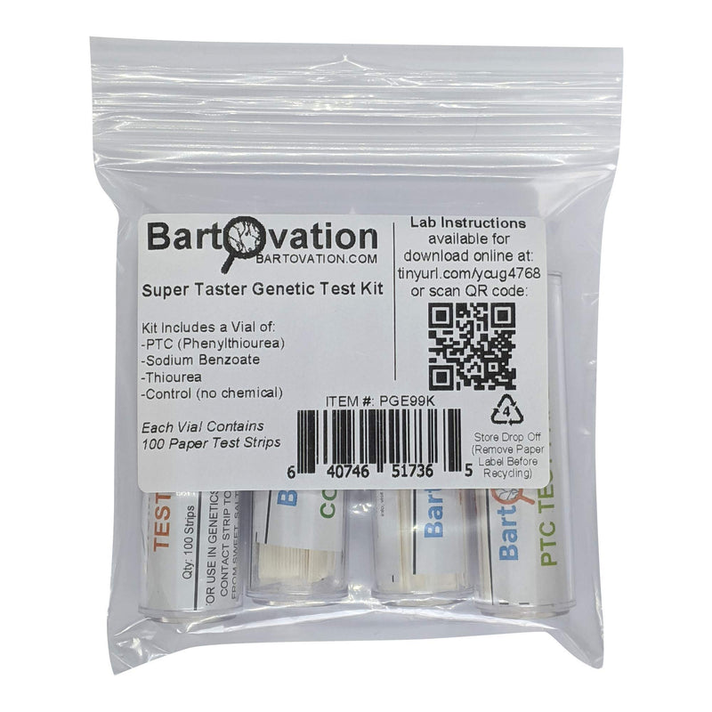 Bartovation Super Taster Test Genetics Lab Kit with Instructions, Phenylthiourea (PTC), Sodium Benzoate [Each Vial Includes 100 Paper Strips] - BeesActive Australia