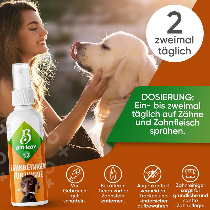 Baviette Dog Dental Care: 100 ml Gentle Brush-Free Tooth Cleaner with Microorganisms – Odourless, Tasteless, Alcohol-Free & Fragrance-Free – Made in the EU