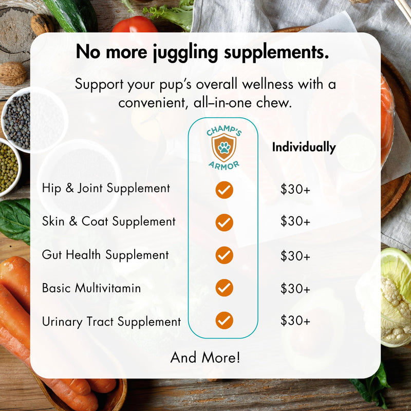 Dog Multivitamin 10-in-1 with Glucosamine - Hip Joint Support, Skin & Coat, Digestive Health, Immune Boost - Salmon Oil, Probiotics, MSM - All Natural Daily Chews for Dogs All Breeds - 120 Count