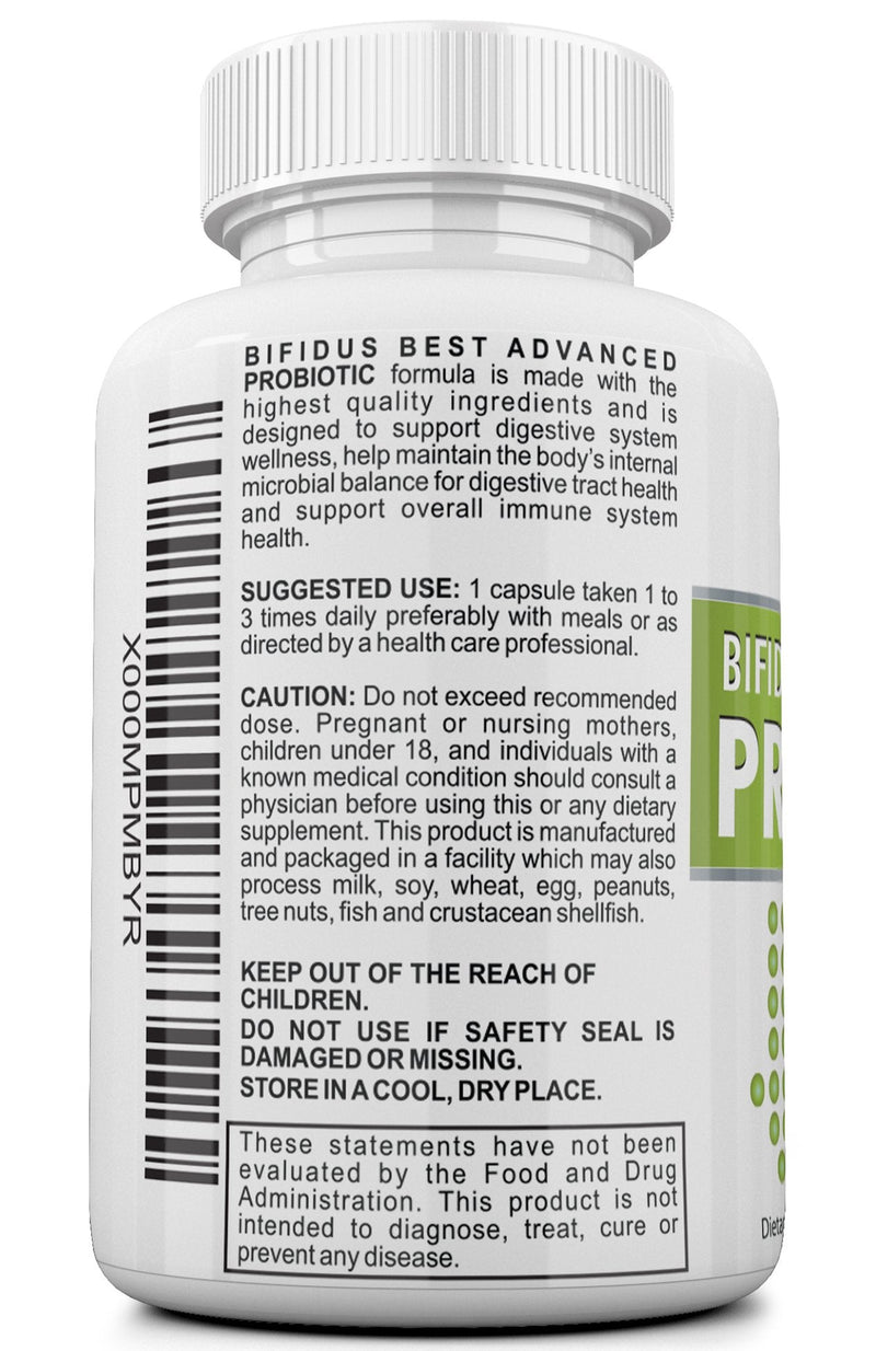 Fast Natural Bloating Relief - Bifidus Best Advanced Probiotic 60 Day + Kombucha Guide - Premium Probiotics for Men and Women - for Intestinal Problems, Bloating, Diarrhea, Gas, Bladder, UTI