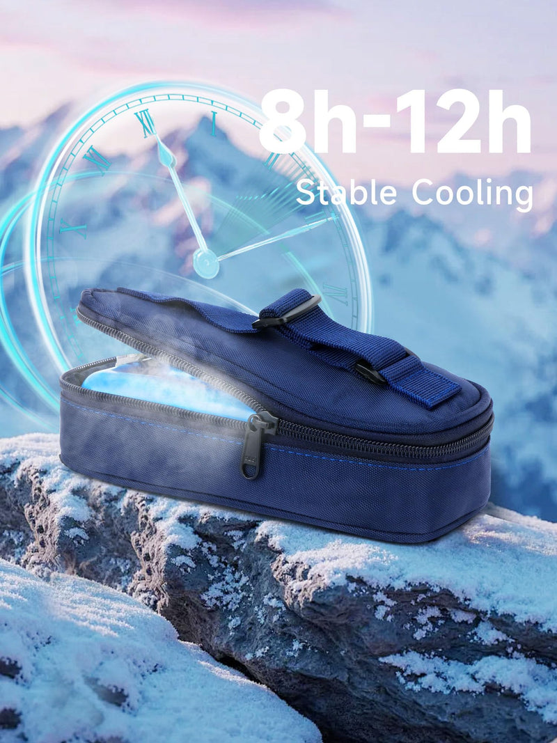 YOUSHARES Insulin Vials Cooler Travel Case - TSA Approved Diabetic Medication Vial Cooling Bag with Protective Ice Brick, Refrigerated Diabetes Supplies Organizer, Small Bottle Carrying Storage 01_navy Blue - BeesActive Australia