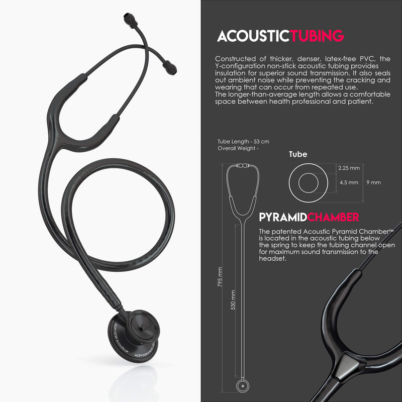 MDF Instruments Acoustica Lightweight Stethoscope for Doctors, Nurses, Students + Stethoscope Hard Travel Carrying Case, Medium
