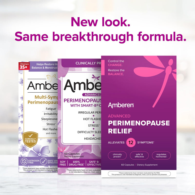 Amberen Perimenopause, Peri-Menopause Multi-Symptom Relief, Vitamin B, Vitamin E & Antioxidants Supplement, Clinically Shown to Help Support Hormone Balance, Hot Flashes & Night Sweats, 60 Count 1 Pack - BeesActive Australia