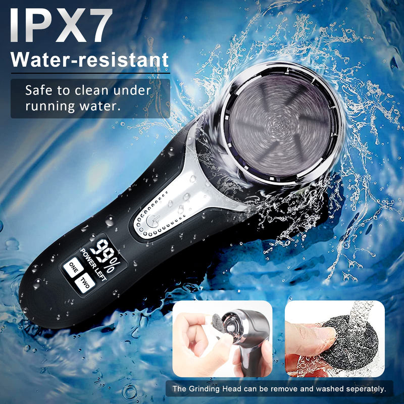 Electric Callus Remover for Feet with Vacuum, Professional Pedicure Tools Kit, Rechargeable Waterproof Foot File for Foot Care Deadskin Remover with 3Heads&2Speed,LCD Display Black Electric Callus Remover +10in1 - BeesActive Australia