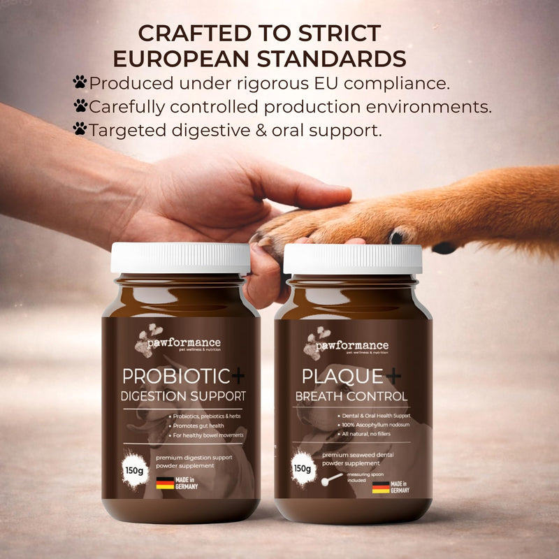 Dog Dental Powder for Plaque & Tartar | Made in Germany | 100% Natural Seaweed (Ascophyllum Nodosum) | Fresh Breath & Gum Support | No Brushing Required | 150g Pawformance