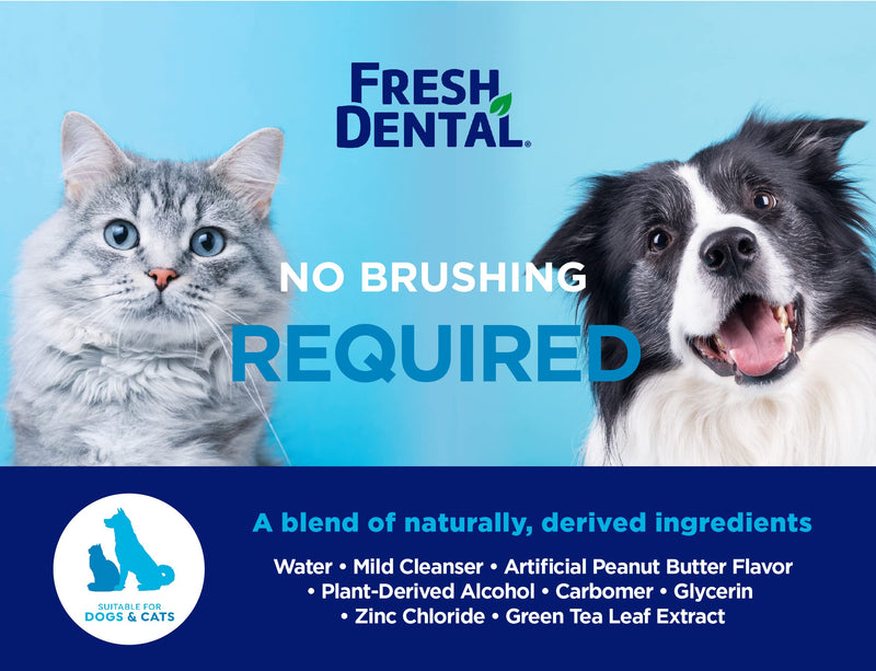 Fresh Dental No Brushing Clean Teeth Dental & Oral Care Peanut Butter Gel for Pets, 4oz - PawsPlanet Australia