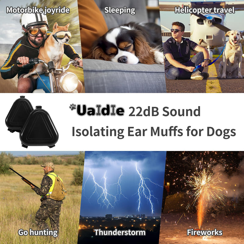 Dog Ear Muffs Noise Protection, Noise Cancelling Headphones for Dogs, Ear Covers for Hearing Protection and Anxiety - Black