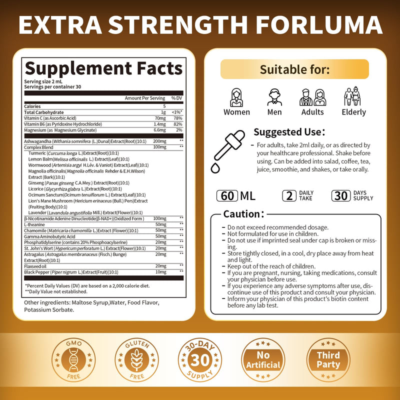 Cortisol Supplements for Women & Men, 21-in-1 Cortisol Manager Reducer | Liquid Drops with 200mg Ashwagandha, L-Theanine & Phosphatidylserine, Support Night, Focus & Energy, Pineapple, 60ml 2 Fl Oz (Pack of 1)