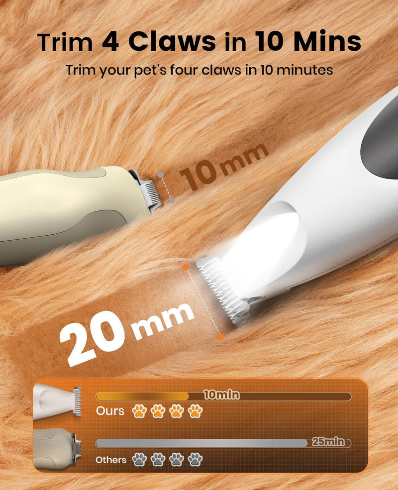 oneisall 2 in 1 Quiet Paw Trimmer and Dog Nail Grinder with LED Lights, 35dB Dog Paw Grooming Kit Rechargeable Cordless Pet Clipper 2-in-1 Set - BeesActive Australia