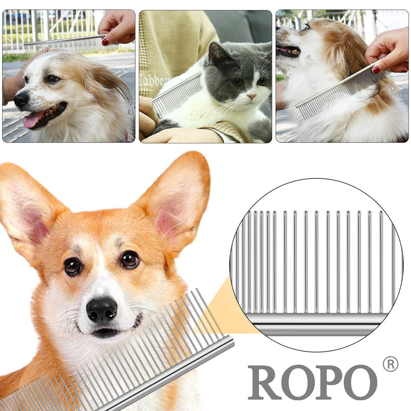ROPO Dog Comb for Removing Matted Fur - Pet Dematting Comb with Rounded Teeth and Non-Slip Grip Handle - Prevents Knots and Mats for Long and Short Haired Pets (Round handle, Bright Silver) Round handle - BeesActive Australia