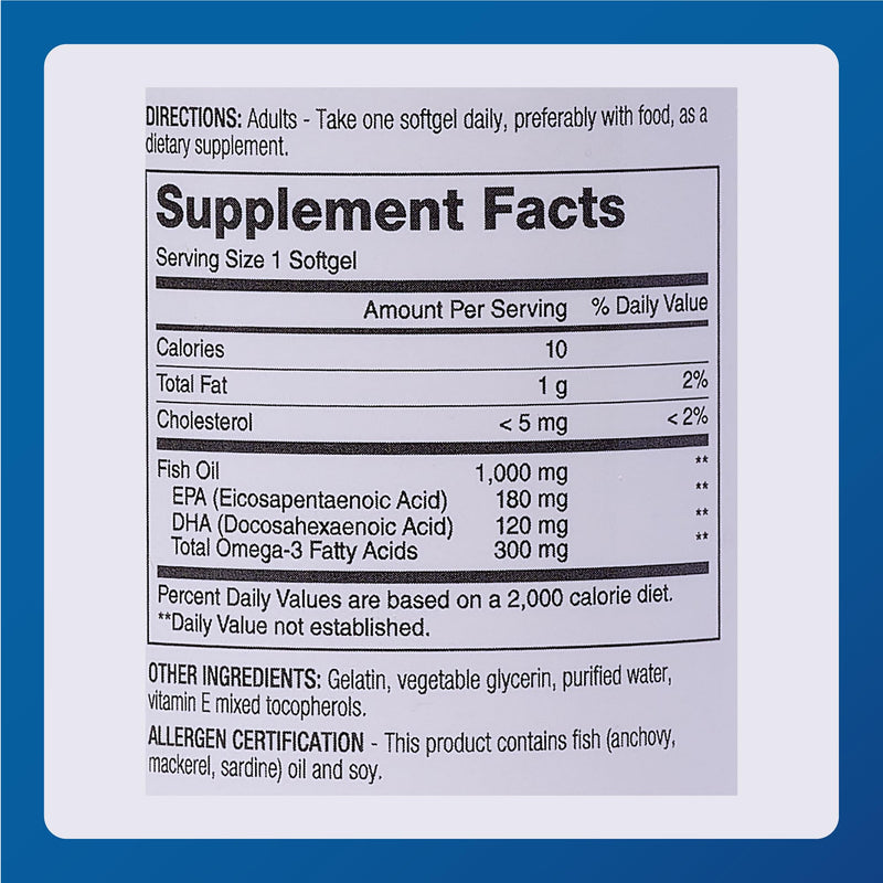 MAJOR Omega-3 Fish Oil - Fish Oil Supplement 1000mg - 100 Softgels (1-Pack) 100 Count (Pack of 1)