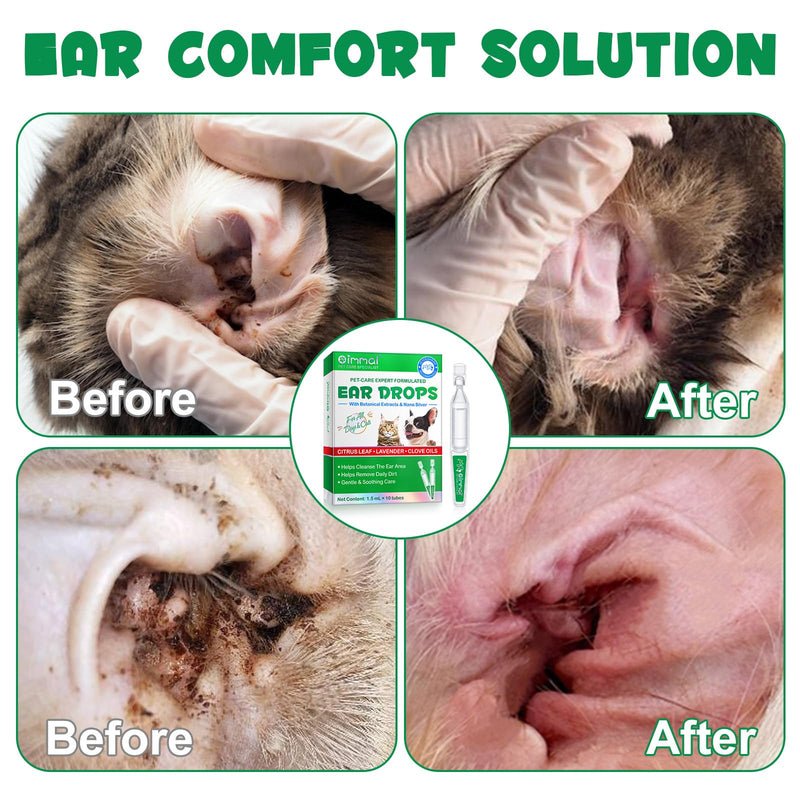 Ear Cleaner for Dogs & Cats – Gentle Plant-Based Formula with Soothing Relief, 10 Single-Use Tubes (1.5 mL Each) | Daily Ear Cleaning Solution for Pets