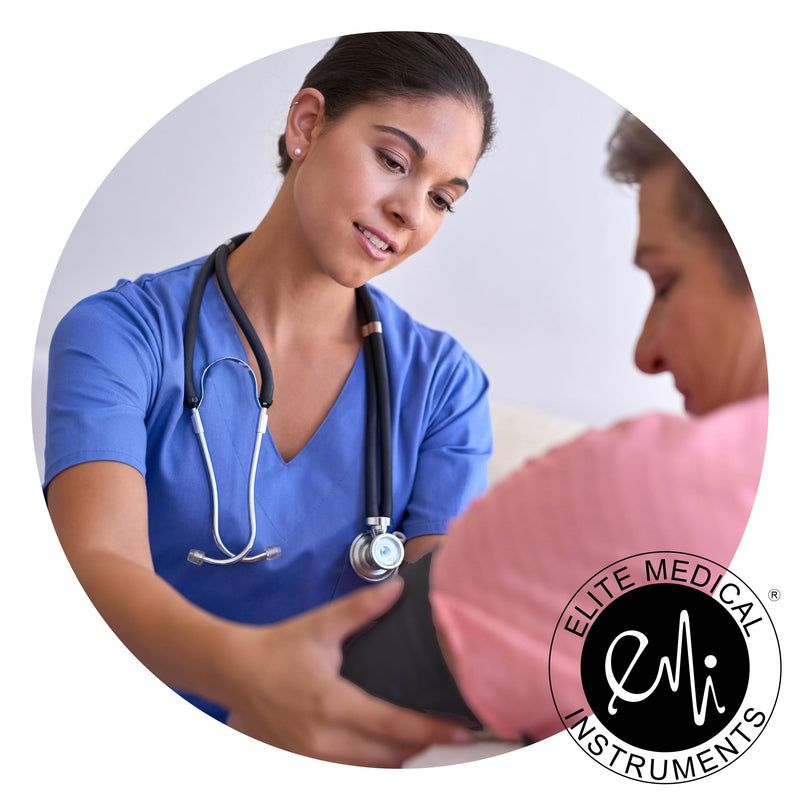 EMI EBL-430 Navy Sprague Stethoscope and Large Adult Cuff (See Large Cuff Size: 33 cm to 51 cm | 13 inch to 20 inch) Aneroid Sphygmomanometer Manual Blood Pressure Set Large Adult Cuff Set - Navy
