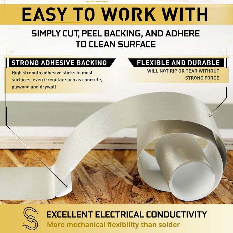 Mission Darkness TitanRF Faraday Tape // 10in W x 10ft L (25.4cm x 3.05m) High-Shielding Conductive Adhesive Tape Roll Used to Connect TitanRF Fabric Sheets or Seal RF Enclosures 10in x 10ft - BeesActive Australia