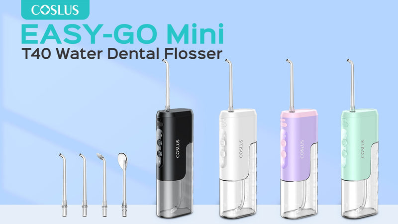 COSLUS T40 Mini Water Flosser for Travel, Portable Compact Design, Balck Black