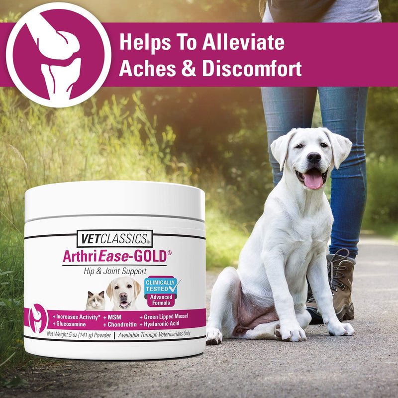 Vet Classics ArthriEase-Gold Hip & Joint Support for Dogs, Cats– Pet Health Supplement Powder – Alleviates Aches, Discomfort – For Flexibility, Healthy Joint Function – Antioxidants – 5 Oz 5 oz Powder - BeesActive Australia
