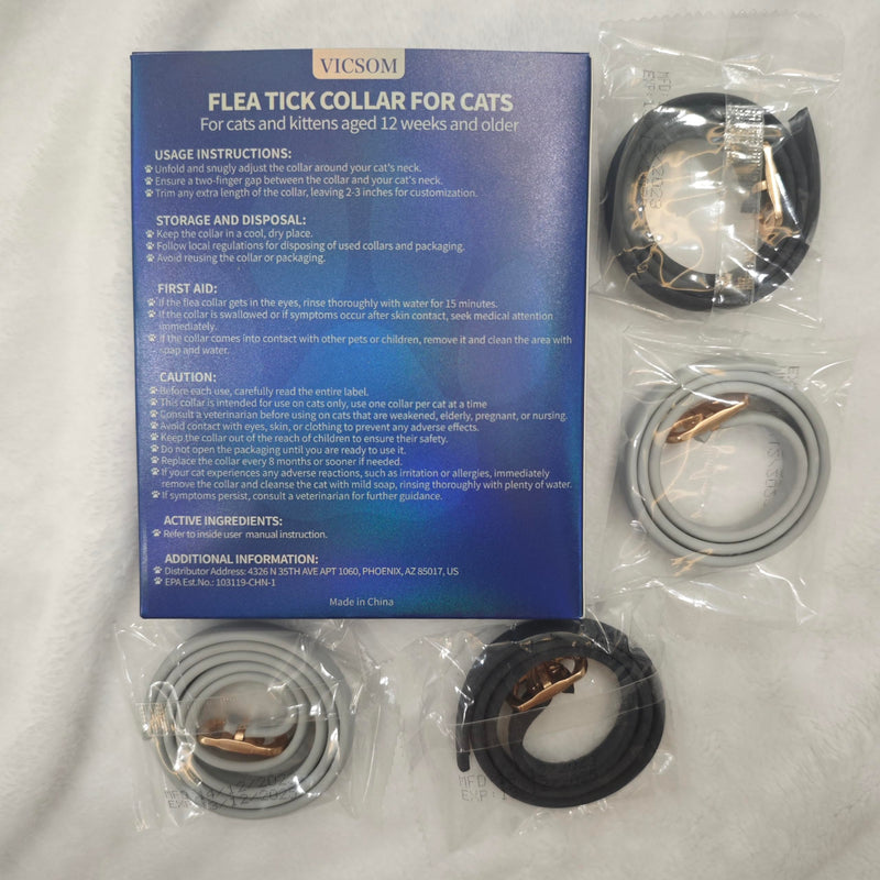 4 Pack Flea Collar for Cats, Cat Flea and Tick Collar 32 Months Cat Flea and Tick Treatment Collar, Waterproof Adjustable Cats Kitten Flea Collar, Tick and Flea Prevention Collar for Cat, Black Grey Black & Grey - BeesActive Australia