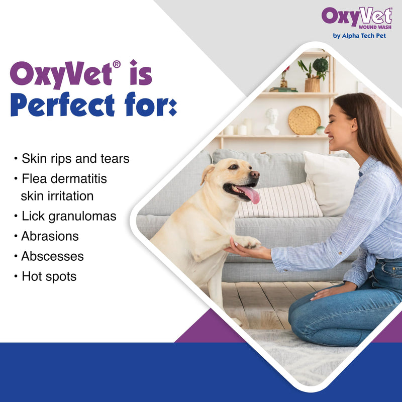 OxyVet Wound Wash for Dogs | Excellent Cleansing Agent | Non-Irritating to Skin and Eyes | Wound Cleanser | Non-Staining Wound and Skin Care | 16 Fl Oz Pet First Aid Spray Bottle - BeesActive Australia