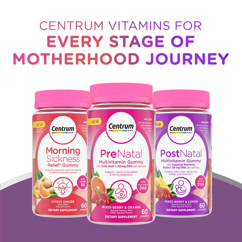 Centrum Prenatal Multivitamin Gummies, 60 Count | Prenatal Vitamin D Gummies with DHA, Folic Acid, Iodine and Other Essential Nutrients, Gluten Free, Non-GMO Ingredients 1 Count (Pack of 60)
