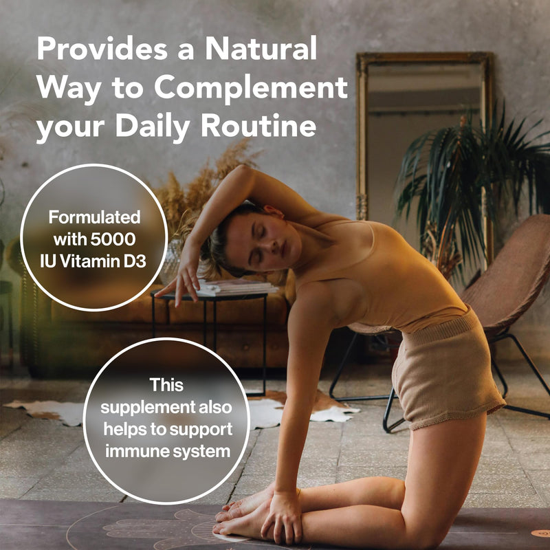 Quantum Nutrition Labs Vitamin D3 and K2 Supplement - Bone & Heart Health Support for Women & Men, 5000 IU, Vegan Vitamins, Allows Calcium Absorption, Gluten-Free - 30 Plant Based Capsules
