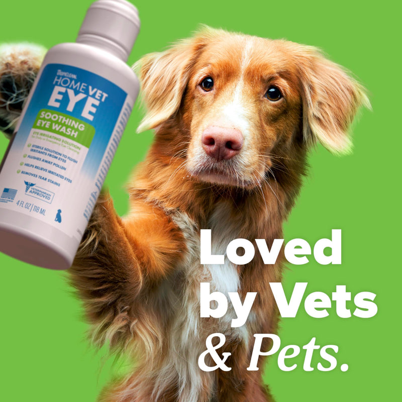 TropiClean HomeVet Dog Eye Drops, Soothing Eye Wash for Allergy and Debris Relief, Safe for Cats, USA Made, 4 oz
