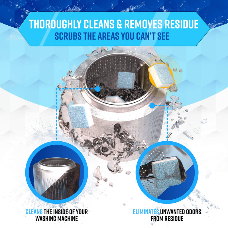 Washing Machine Cleaner Descaler 24 Pack - Deep Cleaning Tablets For HE Front Loader & Top Load Washer, Septic Safe Eco-Friendly Deodorizer, Clean Inside Drum and Laundry Tub Seal - 12 Month Supply 24 Tablets - BeesActive Australia