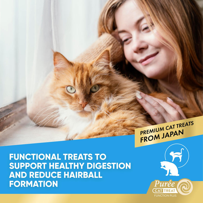 INABA Churu Hairball Control, Creamy Cat Treats for Hairball Care with Tuna, Chicken and Salmon Recipes, Smooth Purée with added Fibre, Rich in Omega 3 & 6, High Moisture, 40 Sticks x 14 g
