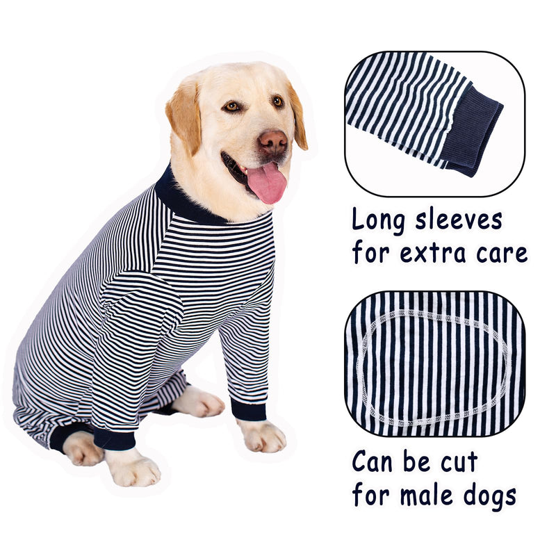 Axcimond dog bodysuit with legs for large and medium-sized dogs surgery body dog castration bitch male dog bodysuit after surgery with zip dog one-piece full body leak protection dog collar alternative 3XL navy blue - BeesActive Australia