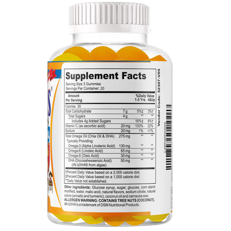 Plus Brain Booster Omega 3 Kids Focus and Attention Supplements for Cognitive Health, Support Memory, Mental Clarity, Concentration for Children and Teens - Fruity Flavor Vitamins 60 Count