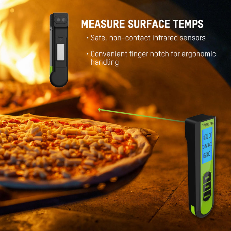 Taylor TruTemp Dual Instant Read Infrared Meat and Food Thermometer, Digital for Cooking, IPX5 Splash Proof Design, Plus Meat Probe for BBQ, Kitchen, Smoker, and Grilling, Green - BeesActive Australia