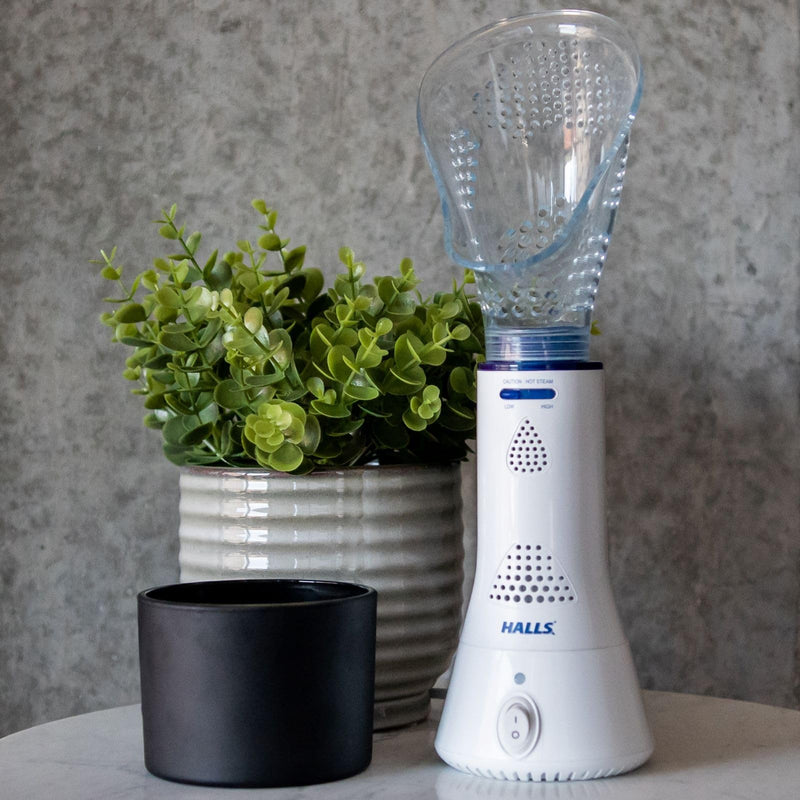 Crane x Halls Personal Vaporizer Steam Inhaler, FSA Approved Throat Steamer, Vocal Steamer for Singers Warm Steam Sinus Inhaler for Congestion and Cough Relief, Natural Decongestant Relief Halls Steam Inhaler - BeesActive Australia