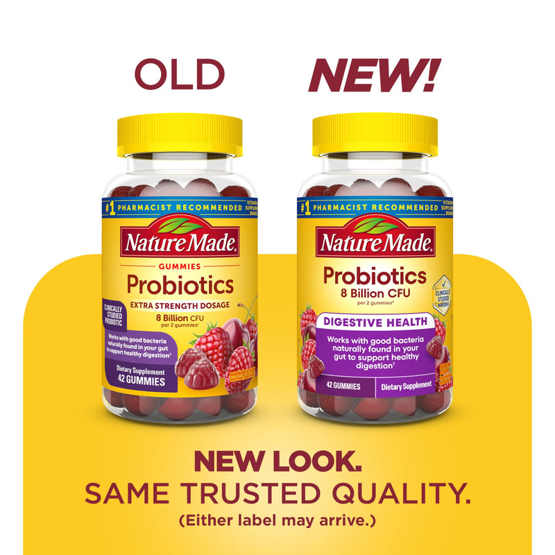 Nature Made Probiotics for Women and Men, 42 Probiotic Gummies | Probiotics with 8 Billion CFU Per 2 Probiotic Gummies, Support Healthy Digestion, Raspberry & Cherry Flavors, 21 Day Supply 42 Count (Pack of 1)