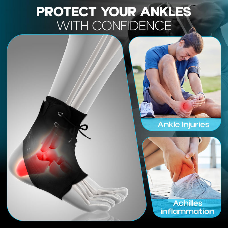 Ankle Brace lace up Stabilizers Adjustable Ankle Support for Sports Protect, Sprained Ankle, Ligament Damage, Injury Recovery (Medium Size) Spring Support (Soft) Medium - BeesActive Australia