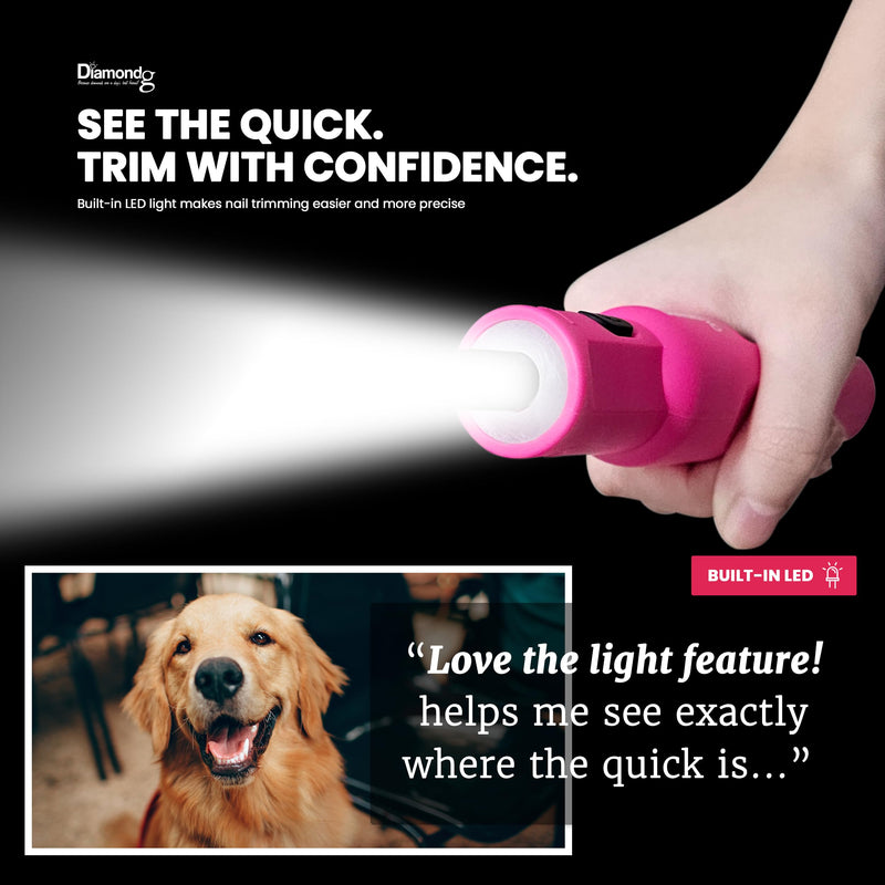 Diamondg Cordless Micro Dog Nail Grinder with Quiet Sound & LED Tip for Large & Small Dogs, 4hrs. Runtime - Electric Dog Nail Trimmer, Heavy Duty Rotary Tool Alternative to Toenail Clippers & Filers Micro - Pink