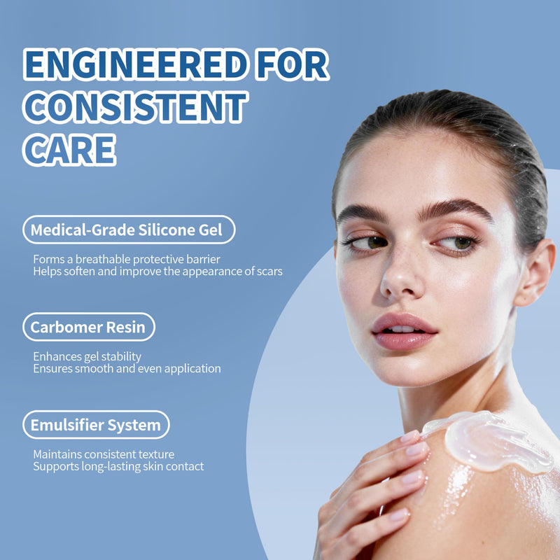50g Silicone Scar Cream, Advanced Scar Gel for Old & New Scars, Scar Treatment Cream for Surgical Scars, Stretch Mark, Burns & Acne Treatment for Face & Body 50g - BeesActive Australia