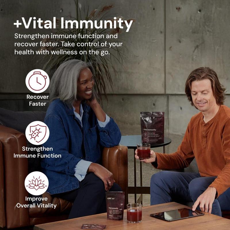 ION* Intelligence of Nature Vital Immunity Drink Mix, Elderberry 20 Packets | Immune Support with Vitamin C & Adaptogen Mushrooms, Daily Wellness Packet Supplement, Travel Friendly 0.16 Ounce (Pack of 20)