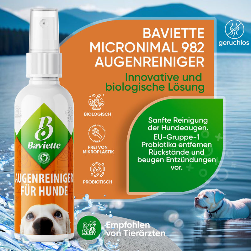 Baviette Dog Care – 100 ml Gentle Eye Area Care Spray for Dogs – Probiotic-Inspired with Microorganisms – Odourless, Alcohol-Free & pH-Neutral Eye Care