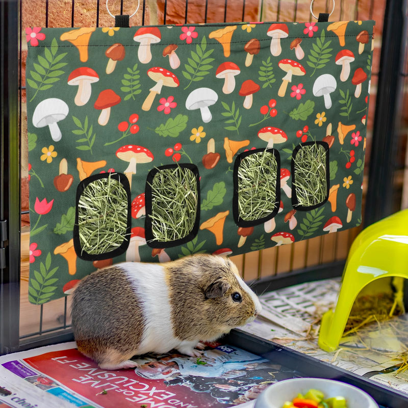 Rabbit Hay Feeder Bag with 4 Holes Mushroom Guinea Pig Hanging Hay Feeding Bag Storage Dispenser for Chinchilla Hamster Bunny Small Animal Pet - BeesActive Australia