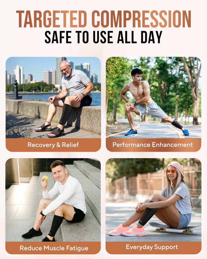 TheraCopper Copper Calf Compression Sleeve — Premium Copper Compression Shin Sleeve for Men & Women — Breathable & Non-Slip Leg Sleeves for Runners, Shin Splints, Muscle Recovery & Leg Fatigue Medium - BeesActive Australia