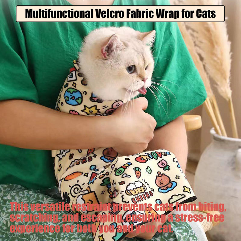 Cat Grooming Wrap,Cat Restraints for Grooming,Self-Adherent Soft Cat Blanket to Wrap,Prevent Cats from Escaping/Scratching/Biting(21.7 x 21.7 inches for Cats up to 20 pounds) - BeesActive Australia