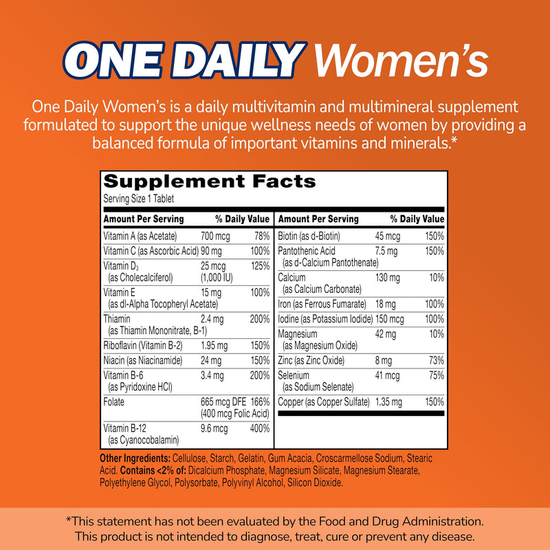 21st Century One Daily Women's Multivitamin Tablets, 100 Count | Complete Daily Multivitamin & Multimineral, Compare VS. One A Day® Women's, Women with 16 Essential Nutrients for Energy 100 Count (Pack of 1)