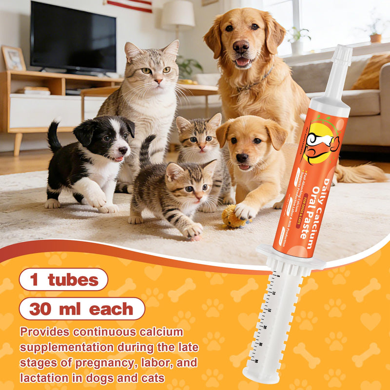 Oral Calcium Supplement for Whelping Dogs & Cats, 30 ml (1-Pack) | Fast-Absorbing Calcium Paste Supports Labor & Milk Production, with Vitamin D3 & B6 for Enhanced Absorption Pack of 1